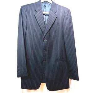 ARMANI Collezioni Mens Suit‎ Jacket 40L Black Striped Designer Sport Coat